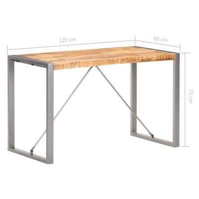 vidaXL ダイニングテーブル 120x60x75cm マンゴー無垢材 (粗目)