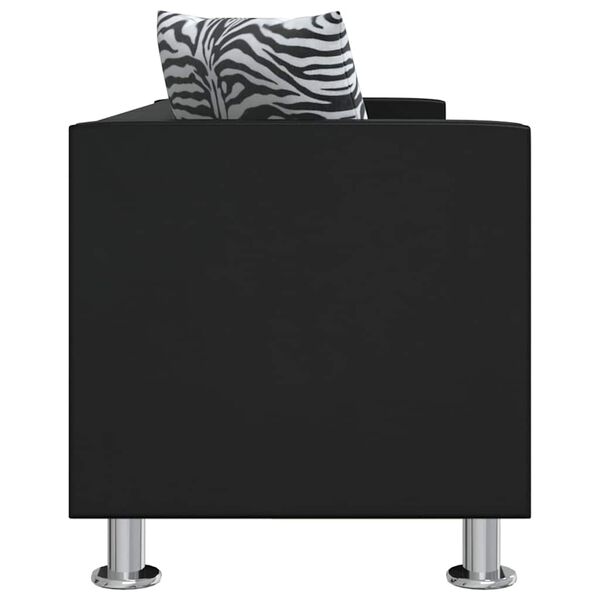 vidaXL 3人掛けソファ 合成皮革製 ブラック