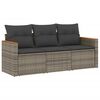 vidaXL ガーデンソファ3点セット クッション付き 灰色 ポリラタン製