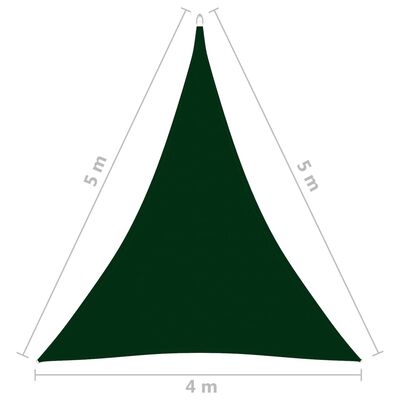 vidaXL サンシェードセイル 4x5x5m 三角形 オックスフォード生地 ダークグリーン