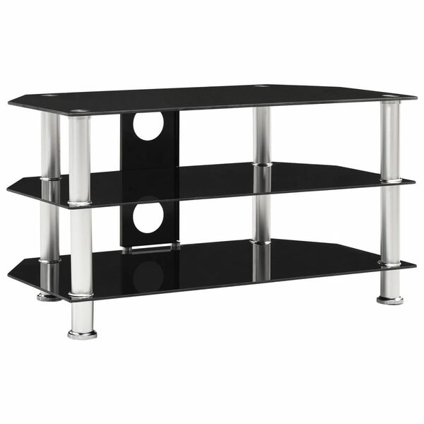 vidaXL TVキャビネット ブラック 75x40x40cm 強化ガラス製
