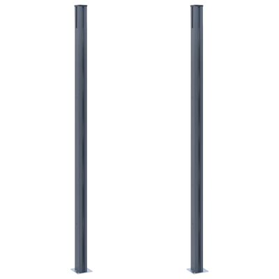 vidaXL フェンス支柱 2本セット ダークグレー アルミ製 185cm