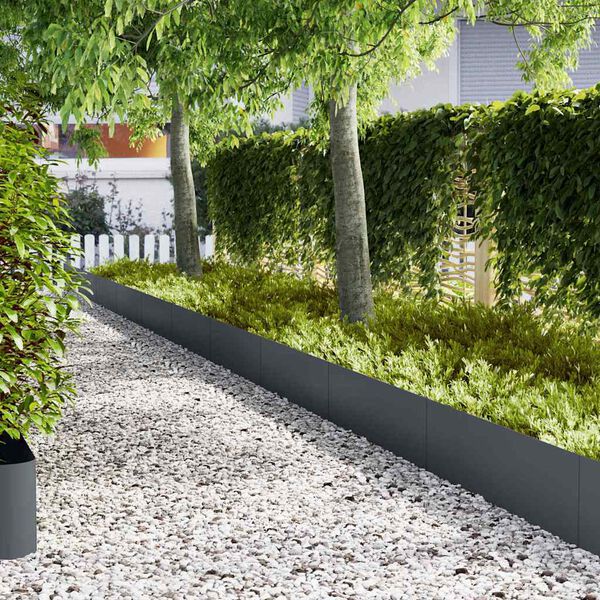 vidaXL 芝生エッジング 20 pcs アンスラサイト 100 x 0.05 x 20 cm 冷間圧延鋼