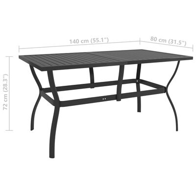 vidaXL ガーデンテーブル アントラシート 140x80x72 cm スチール製