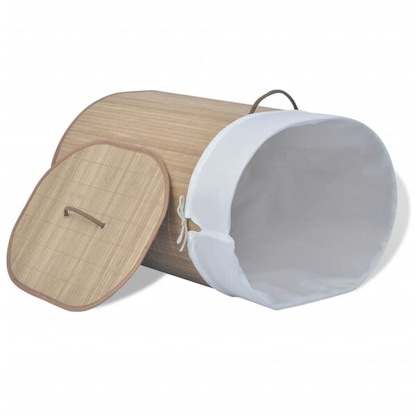 vidaXL ランドリーバスケット 竹製 楕円型 ナチュラル