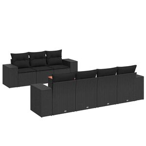 vidaXL 8ピース ガーデンソファセット クッション付き ブラック ポリラタン