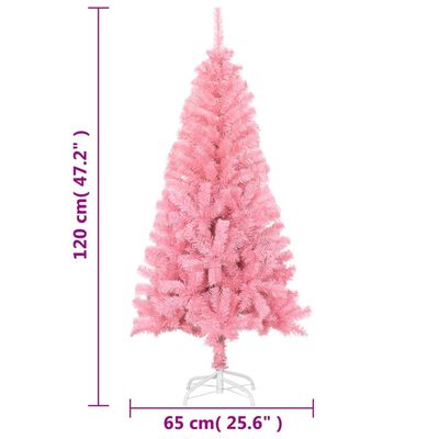 vidaXL フェイククリスマスツリー スタンド付 ピンク 120cm PVC製