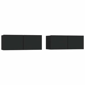 vidaXL テレビキャビネット 2点セット ブラック 80x30x30 cm エンジニアリングウッド