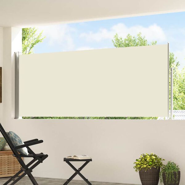 vidaXL パティオ用 引き込み式サイドオーニング 120x500cm クリーム