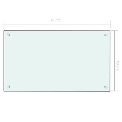 vidaXL キッチン用 汚れ防止板 ホワイト 70x40cm 強化ガラス製