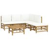 vidaXL ガーデンラウンジ6点セット クリームホワイトクッション付き 竹製