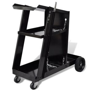 vidaXL 溶接カート 黒色 トロリー 3棚付き 作業場オーガナイザー付き