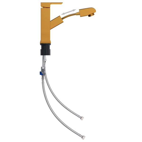 vidaXL バスルーム用プルアウト蛇口 ゴールド 157x172mm