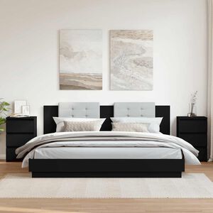 vidaXL ベッドキャビネット 2点 ブラック 40x35x62.5 cm エンジニアリングウッド