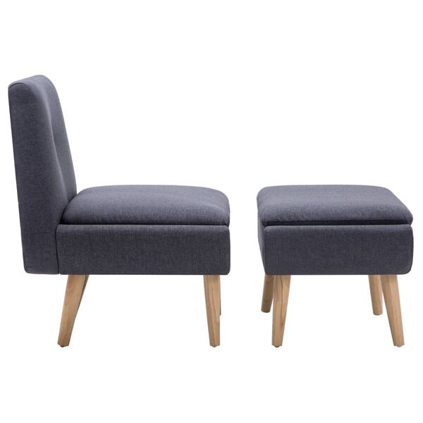 vidaXL スリッパーチェア フットスツール付き ダークグレー 布製