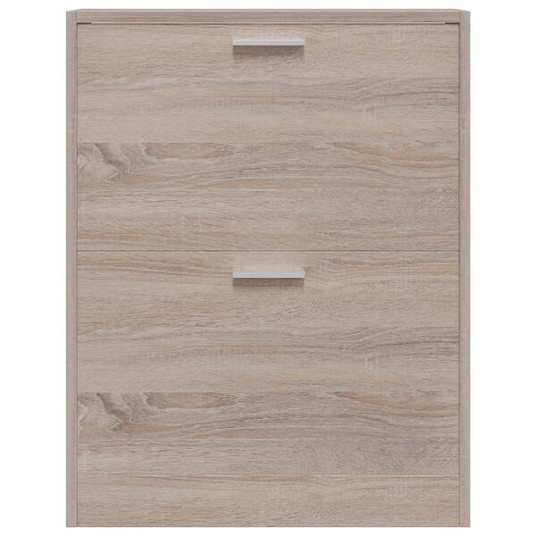 vidaXL 木製シューズキャビネット 2段収納 オーク調