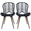 vidaXL ダイニングチェア 4点 ブラック 天然籐製