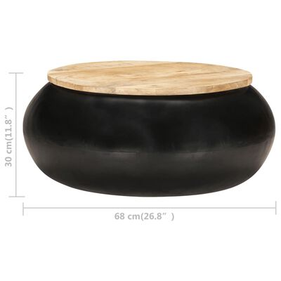 vidaXL コーヒーテーブル 68x68x30cm 無垢のマンゴーウッド ブラック