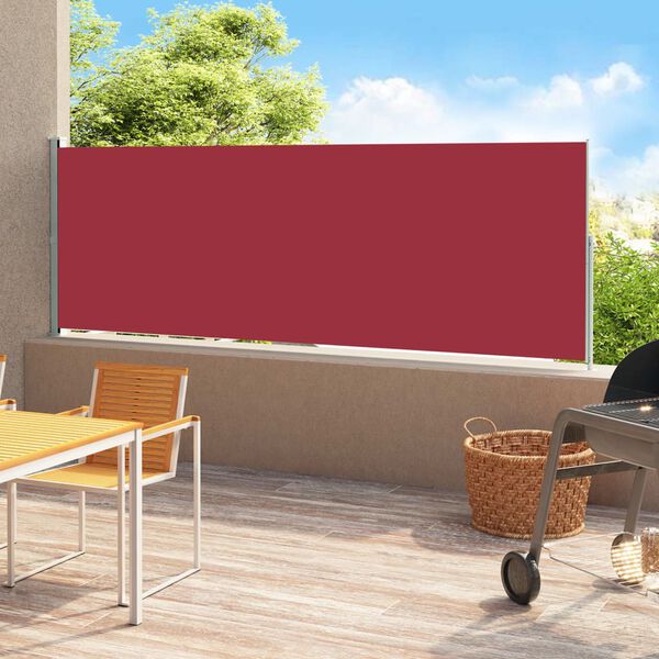 vidaXL パティオ用 引き込み式サイドオーニング 180x500cm レッド