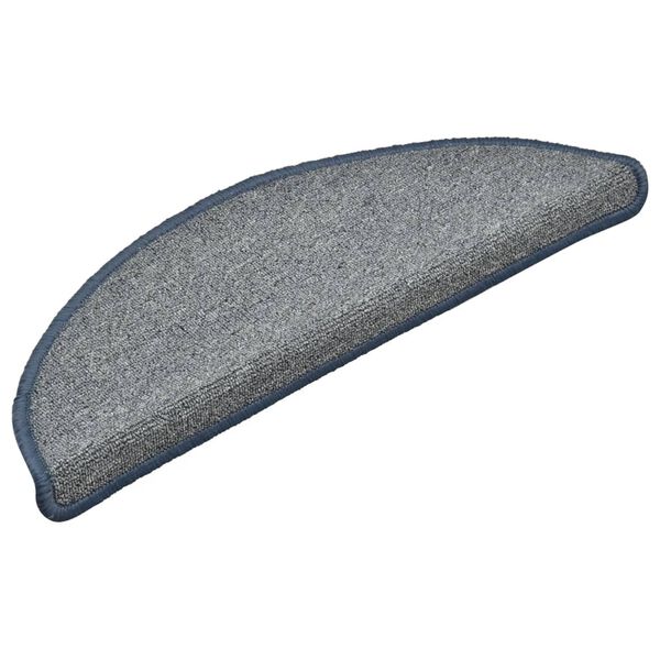 vidaXL 階段マット 15枚入り 56x17x3 cm ライトグレー＆ブルー 半円形