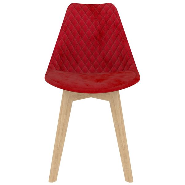 vidaXL ダイニングチェア 4点 レッド ベルベット製