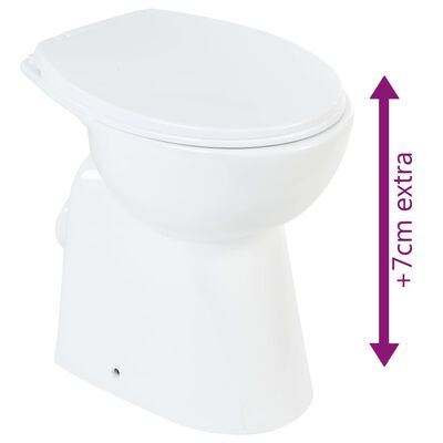 vidaXL トイレ ソフトクローズ 7cm 高め セラミック製 ホワイト
