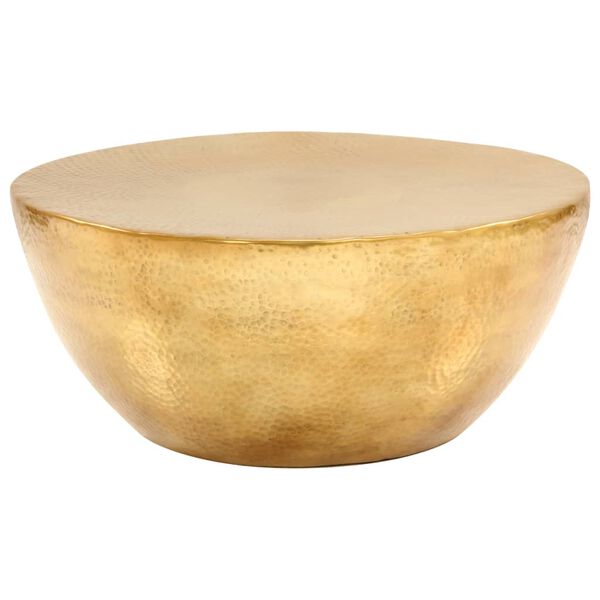 vidaXL コーヒーテーブル 槌目仕上げのアルミ 70x30cm 真ちゅう色