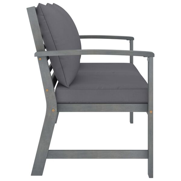 vidaXL ガーデンベンチ 120 cm クッション付 アカシア無垢材  ダークグレイ
