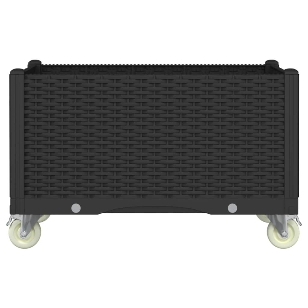 vidaXL ガーデンプランター キャスター付き ブラック 80x50x54 cm PP