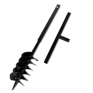 vidaXL ハンドル付き 掘削ドリル アースオーガー用ビット 150 mm 3スパイラル型 スチール製 黒色
