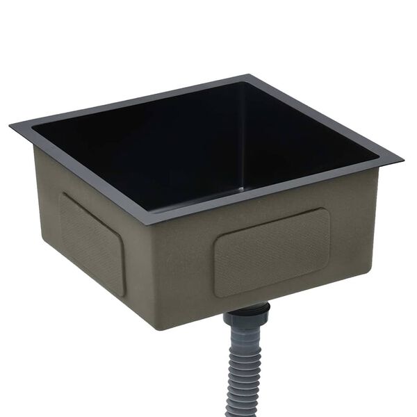 vidaXL 手作り キッチンシンク ステンレススチール製 ブラック