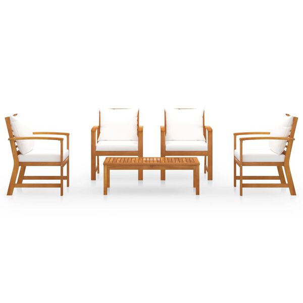 vidaXL ガーデンラウンジ5点セット クッション付き アカシア無垢材
