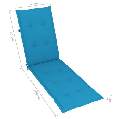 vidaXL デッキチェアクッション ブルー (75+105)x50x3cm
