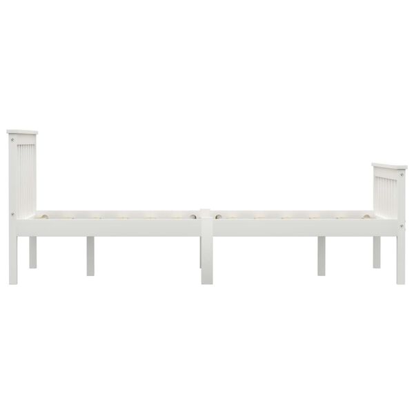 vidaXL ベッドフレーム ホワイト 無垢のパインウッド 120x200cm