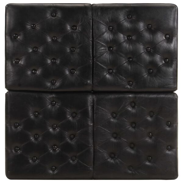 vidaXL 厚手クッション ブラック 80x80x43cm 本革製