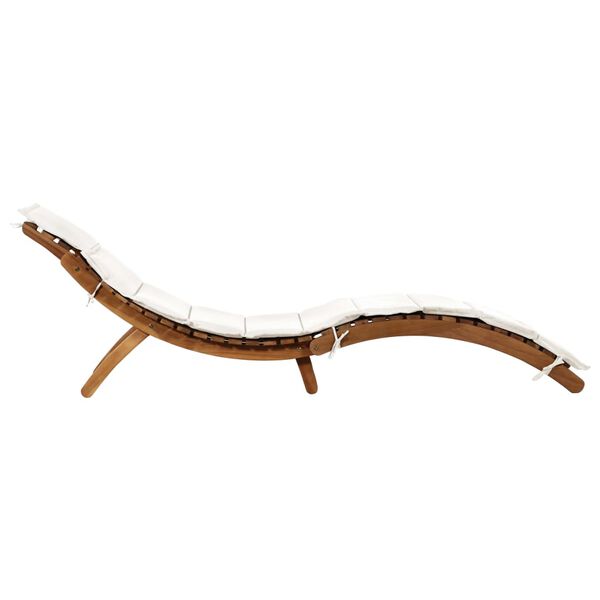 vidaXL サンラウンジャー クッション付 2点セット クリームホワイト アカシア無垢材