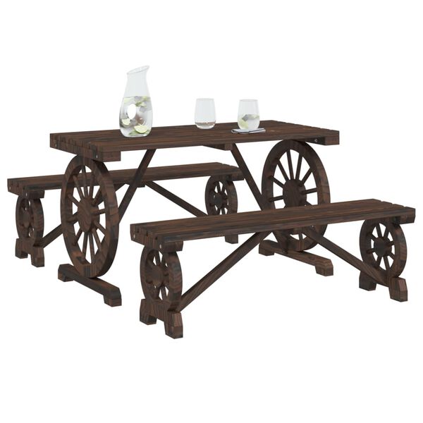 vidaXL ガーデンダイニング3点セット モミ無垢材