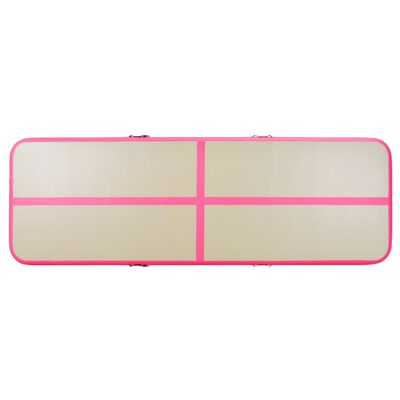 vidaXL エア体操マット ポンプ付き 600x100x10cm PVC製 ピンク