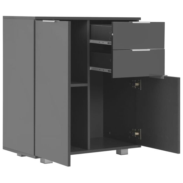 vidaXL サイドボード ハイグロス グレー 71x35x80 cm パーティクルボード