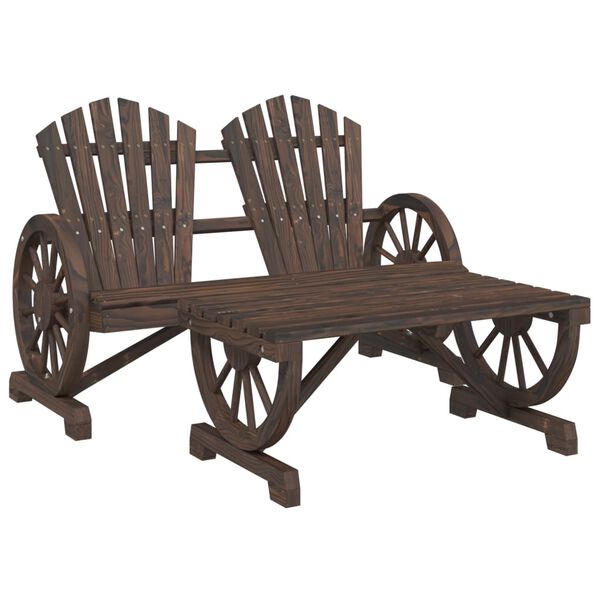 vidaXL ガーデンラウンジ2点セット モミ無垢材