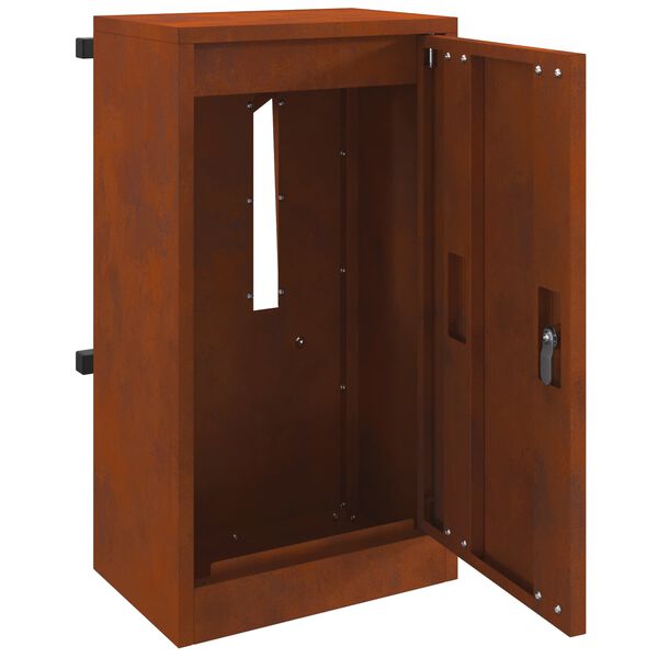 vidaXL メールボックス ストレージ付き ドア付き ロック付き 錆 30 x 20 x 55 cm 耐候性スチール