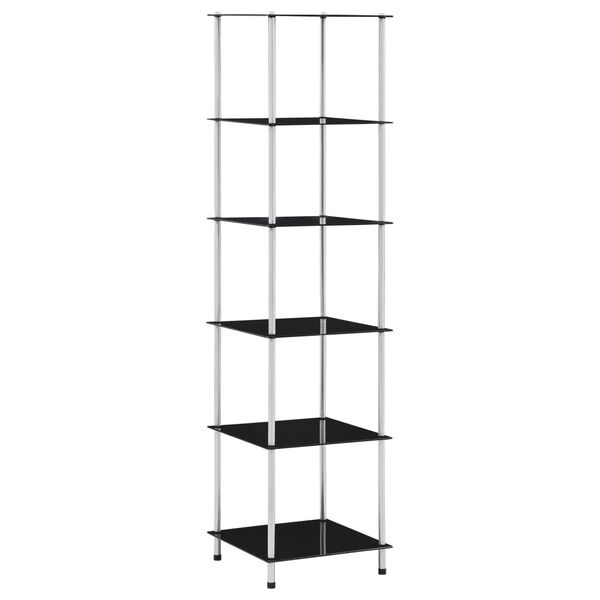 vidaXL 6段 棚 ブラック 40x40x160cm 強化ガラス製