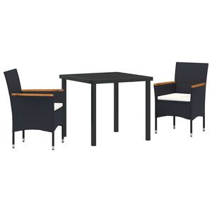 vidaXL ガーデンダイニングセット クッション付き 5 pcs ブラック ポリラタン