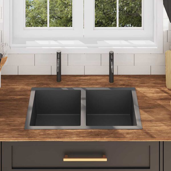 vidaXL 手作り キッチンシンク ステンレススチール製 ブラック