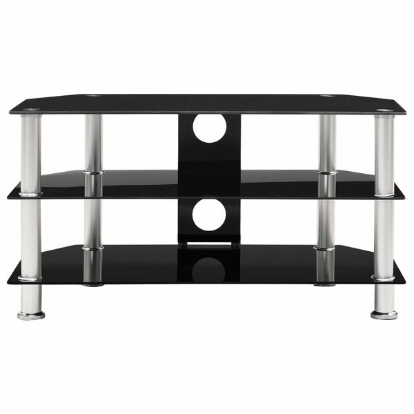 vidaXL TVキャビネット ブラック 75x40x40cm 強化ガラス製