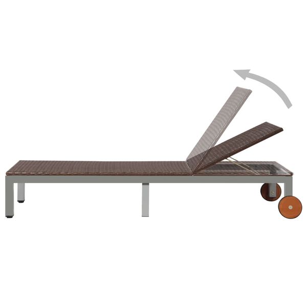 vidaXL サンラウンジャー ホイール付 ポリラタン製 ブラウン