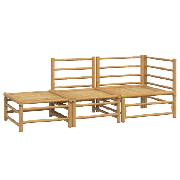 vidaXL ガーデンラウンジ3点セット ライトグレークッション付き 竹製