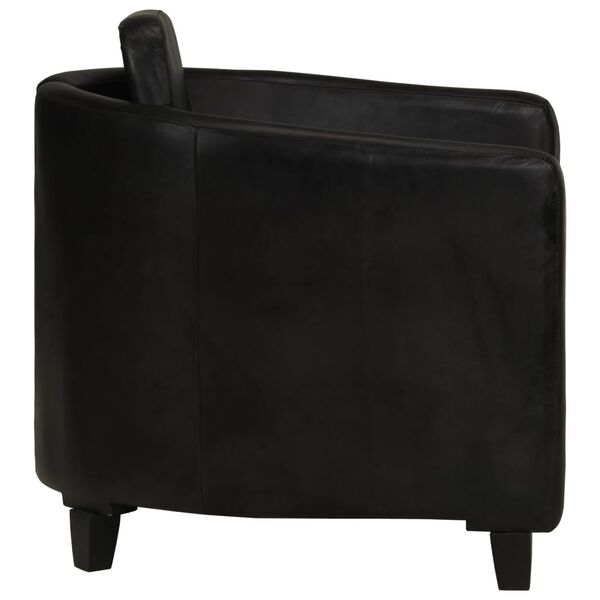 vidaXL アームチェア ブラック 本革製