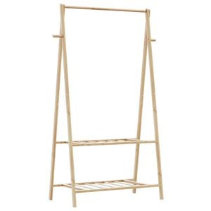 vidaXL 棚付き衣類ラック 96x45.5x150.5cm 竹製