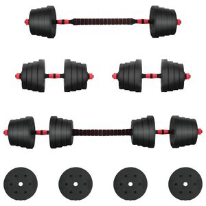 vidaXL 2-in-1ダンベルセット 40kg 黒と赤 セメントと鉄砂